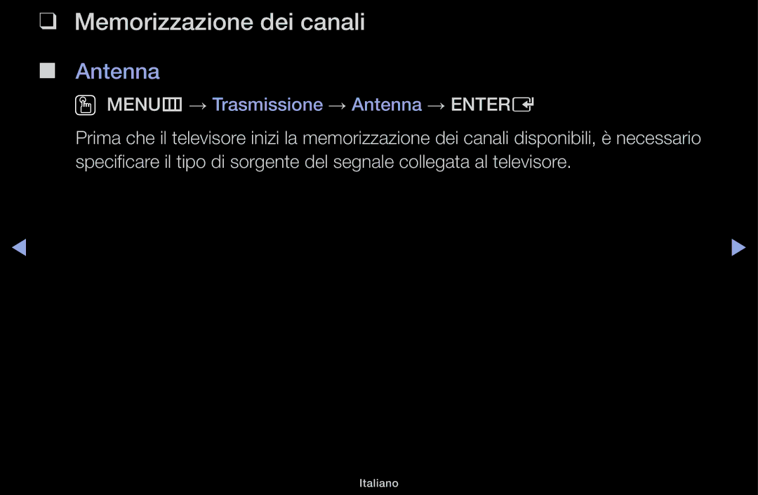 Samsung UE40J5100AKXZT, UE22K5000AWXXH, UE32J4000AKXZT manual Memorizzazione dei canali , Antenna 